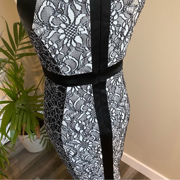 Cache Black and White Lace Round Neck Dress Size 2 - Picture 7 of 10